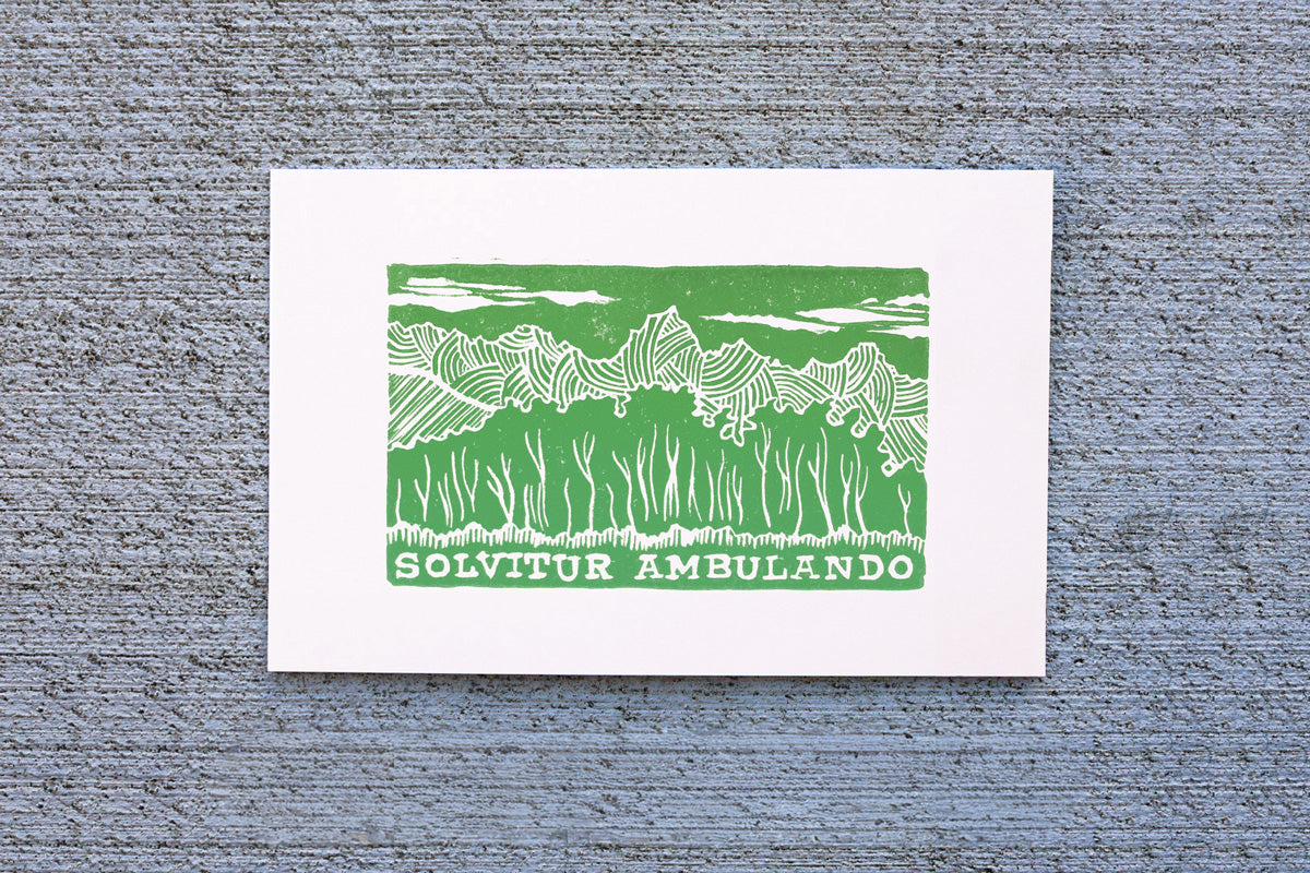 Solvitur Ambulando Linocut